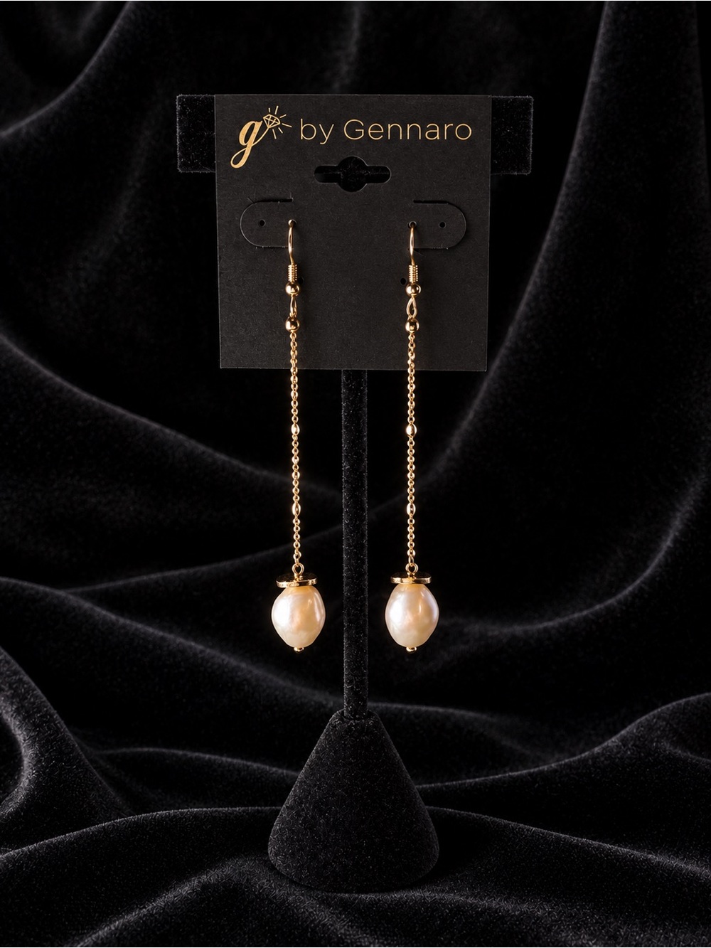G by Gennaro Gold Pearl Drop Earrings - Cream Pearls